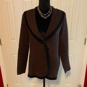 Exclusively Misook rich chocolate brown shawl cardigan